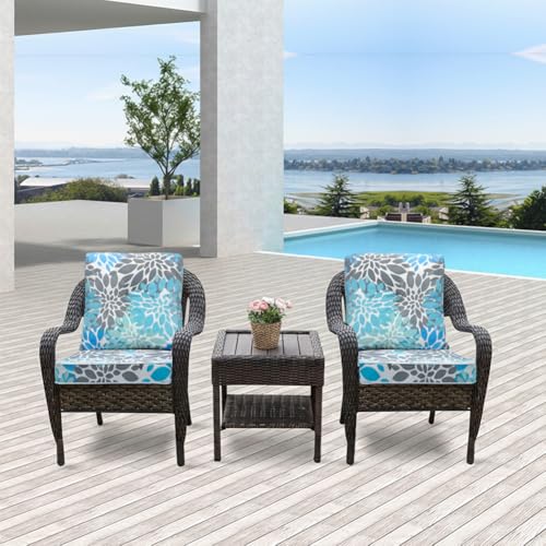 JMGBird Outdoor Cushions Tufted Pillow, Chair Cushion Set 22"x22" Rocking Chair Cushions with Ties Seasonal Replacement - color: Blue-white, size: 22"×22"