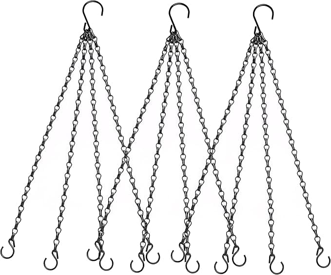 Heybe 16 Inch Hanging Basket Chain, 4 Point Hanging Chains with Hooks for Pot Planters Bird Feeders Lantern Lamp,Extended Hangers for Hanging Badkeys(16inch, 4 Point) - size: 16 inches, style: 4 point