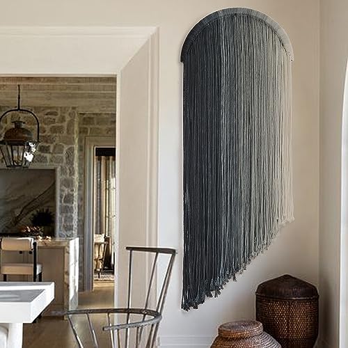 Flber Macrame Wall Hanging Dip Dyed Macrame Decor for Living Room Bedroom Boho Decor 20" - color: Blue