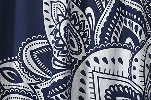Popular Handicrafts Printed Curtains for Living Room Indian Hippie Bohemian Beautiful Ombre Silver Color Mandala Curtain for Bedroom Panels - color: Blue Silver_f, size: 38"W x 83"L (Pack of 2)