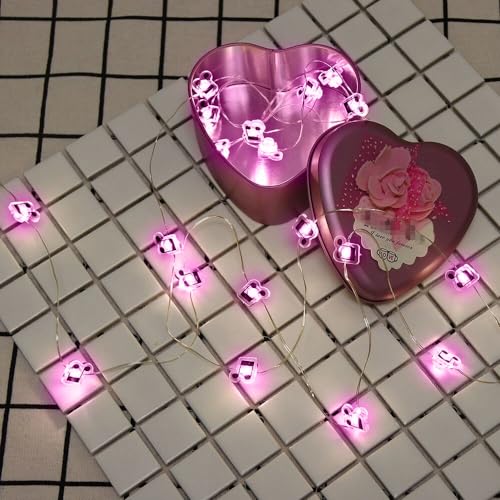 GUOCHENG 6.56ft 20 LED Music Note String Lights, Battery Operated Warm White Music Decorative Fairy Lights, Musical DIY Gift for Music Lover(Purple) - color: 2m purple