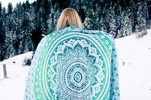 Popular Handicrafts Tapestry Wall Hanging Hippie Ombre Mandala Bohemian Hippy Intricate Indian Tapestry 54 x 82 Inches (140cm x 210 cm), Green - color: Green, size: 82"L x 54"W