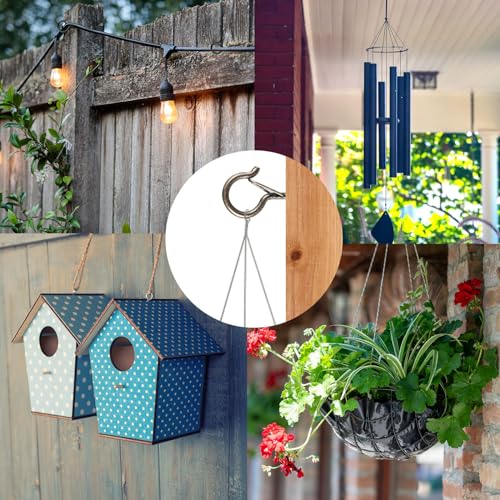 FSAH 48 PCS Q-Hanger Hooks, Screw Hooks for Outdoor String Lights, Safety Buckle Design Cup Eye Hook for Hanging Christmas Lights, Plants, Mounted on Wall Ceiling, Include 1 Wing Nut Driver, Copper - color: Copper, size: 48 Pcs