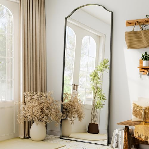 Full Length Mirror,30 x 71 Inch Leaning Full Body Mirrors with Stand，Floor Mirrors Full Length for Bedroom Living Room Leaning, Standing or Hanging Horizontally/Vertically Black - size: 71"L x 30"W