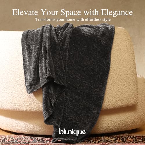 Chenille Throw Blanket for Couch, Cozy Soft Blanket Lightweight Decorative Throw for Living Room Sofa Chair, Stylish Home Decor, Ideal for Gifting, Dark Grey 50"x60" - color: Dark Grey, size: Throw