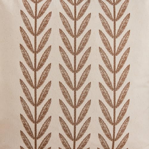 100% Cotton Farmhouse Leaves Throw Pillow Covers Set of 2, 18x18 Inch Caramel Pastoral Decorative Print Cushion Covers for Sofa Bed Living Room Home Decor - color: Caramel, size: 18" x 18" (Pack of 2)