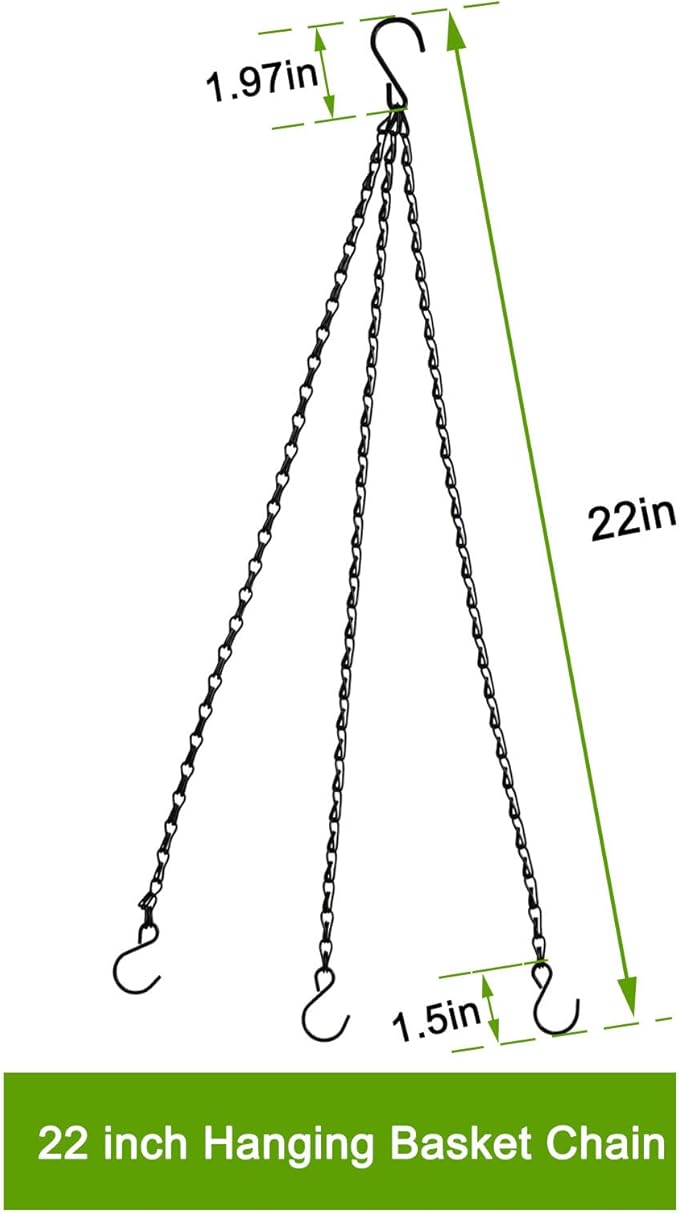 Hanging Basket Chain,22 Inch Black Hanging Chain,Chain for Hanging Plants with Hooks for Bird Feeder Hanging Planter Porch Wind Chime (Black, 22 Inch-5PCS)