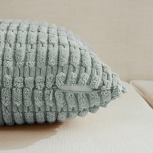 Fancy Homi Decorative Throw Pillow Covers for Bed Couch Bedroom Bench, Soft Lumbar Corduroy Solid Pillow Case, Rustic Farmhouse Boho Room Décor, 24" x 12" (Pack of 1), Grey Blue - color: Grey Blue, size: 24" x 12" (Pack of 1)