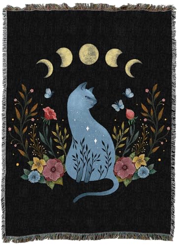 Pure Country Weavers Cat On The Hill by Episodic Drawing - Gift Tapestry Throw Blanket Woven from Cotton - Made in The USA (72x54) - color: Cat on the Hill, size: 72x54
