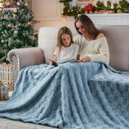 NEWCOSPLAY Super Soft Twin Blanket Blue Premium Silky Flannel Fleece 3D Checkered Lightweight Bed Blanket All Season Use (Blue Checkered, Twin(60"x80")) - color: Blue Checkered, size: Twin(60"x80")