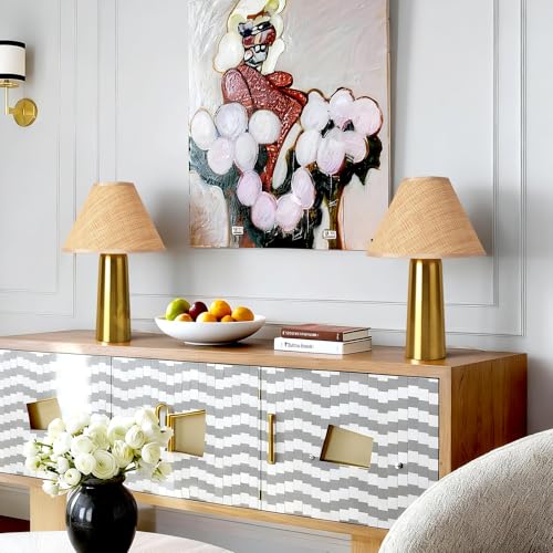 Brass Gold Rattan Table Lamp for Bedroom, Modern Lamps for Bedside Nightstand, Small Table Rattan Shape Lamps for Small Spaces for Kitchen Counter, Home Office, Living Room, Kids Dorm - color: Gold