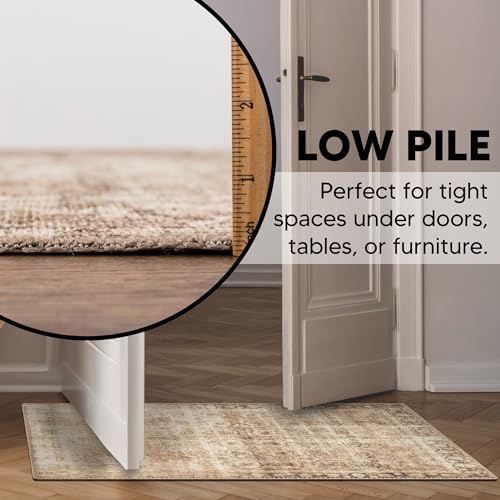 Keen Home Design 24"x36" Rug - Machine Washable Entry Rug with Non-Slip Backing, Ideal for Enteryway, Kitchen, Bathroom, Laundry Room - Vintage, Easy Clean, Durable, Low Pile - (2' x 3') - color: Beige / Brown, size: 2' x 3' (Rectangular)