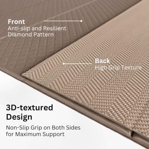 Foldable Yoga Exercise Mat, 6mm/8mm/10mm/12mm Thickness, 72 x 24 Inch - Lightweight, Anti-Slip, and Easy to Store for Yoga, Pilates, Home Workouts, and Floor Exercises - color: Coffee, size: 24" x 72" x 1/4"