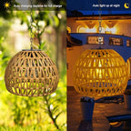 Livinlarge Solar Hanging Outdoor Chandelier,Rattan Pendant Light, Gazebo Lights Outdoor Waterproof,for Gazebo,Pergola,Porch,Patio,Balcony,Tree,Outdoor Decor Lighting - style: Rattan Pendant Lights-1