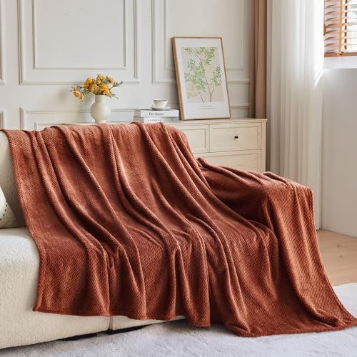 NEWCOSPLAY Super Soft King Blanket Coffee Premium Silky Flannel Fleece Leaves Pattern Lightweight Bed Blanket All Season Use (Coffee, King(90"x110")) - color: Coffee, size: King(90"x110")