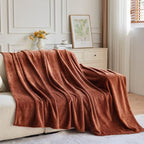 NEWCOSPLAY Super Soft Throw Blanket Coffee Premium Silky Flannel Fleece Leaves Pattern Lightweight Bed Blanket All Season Use (Coffee, Throw(50"x60")) - color: Coffee, size: Throw(50"x60")