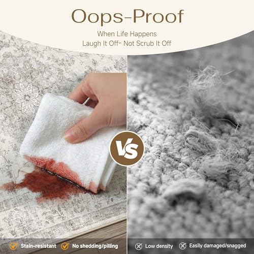 PureCozy 2x3 Area Rug Gray Washable Vintage Entryway Door Mat Carpet Small Non Slip Soft Low Pile Thin Kitchen Bathroom Retro Accent Throw Rug Entrance Bedroom Office Living Room - color: Retro Gray, size: 2' x 3' (Rectangular)