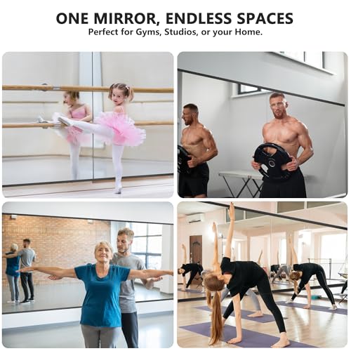 TRAHOME Home Gym Mirror for Wall,48x28x2PCS Full Length,Glass Frameless Body Large Mirror for Home Gym,Workout,Bedroom,Garage(Black) - color: Matte Black, size: 48"L x 28"W x 2PCS
