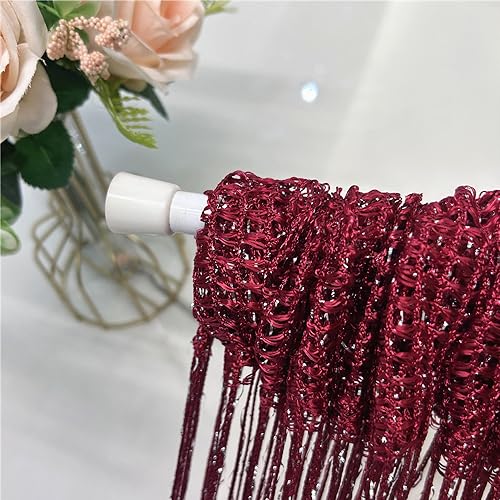 ave split Decorative Door String Curtain Wall Panel Fringe Window Room Divider Blind Divider Tassel Screen Home 100cm*200cm (Red wine18) - color: Red Wine18
