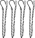 XDW-GIFTS 4-Pack 25.5 Inch Hanging Chain with Hooks for Hanging Bird Feeders, Birdbaths, Planters, Lanterns, Wind Chimes, Baskets, Billboards, Decorative Ornaments, Outdoor Indoor Use (Black)