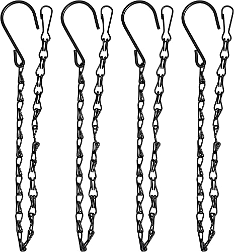 XDW-GIFTS 4-Pack 25.5 Inch Hanging Chain with Hooks for Hanging Bird Feeders, Birdbaths, Planters, Lanterns, Wind Chimes, Baskets, Billboards, Decorative Ornaments, Outdoor Indoor Use (Black)
