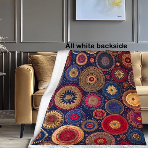 Bohemian Mexican Blanket for Women Men, Boho Mandala Circular Soft Lightweight All Season Throw for Home Decor, Couch, Bed, Camping, Travel and Gifts, 40x50 Inches - color: Bohemian Mandala