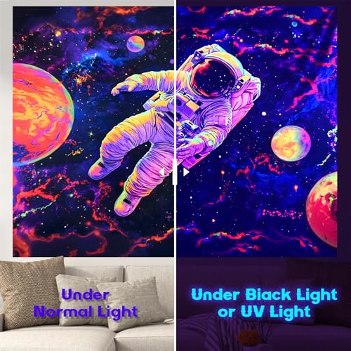 NYZE Astronaut Space Tapestry for Bedroom, Glow in the Dark Room Decor Wall Tapestries, Cool Galaxy Planet Wall Hanging, Wall Hanging for Men Guys Gamer Room Dorm Living Room 59in×51in - color: Astronaut I, size: 59"L x 51"W
