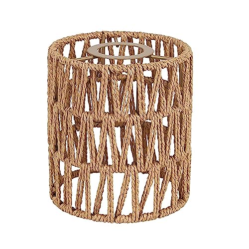 Small Rattan Lamp Shade Boho Shades Replacement H5.9''xΦ4.7'' Shades Ceiling Fan Light Covers Cylinder Woven Lampshade for Floor Lamps Pendant Light Chandelier Wall Sconces Light Fixture