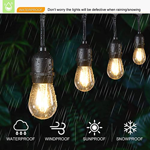 VISTERLITE Shatterproof S14 Replacement LED Light Bulbs, 2W, Equivalent to 11-25 Watt, Warm White 2200K, Outdoor String Lights Vintage Edison Bulb, E26 Medium Base, 15-Pack - size: 15 Count (Pack of 1)