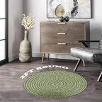 Hand Woven Round Area Rugs Living Room Bedroom Study Computer Chair Cushion Base Mat Round Carpet Lifts Basket Swivel Chair Pad Coffee Table Rug(2' Round, Green) - color: Green, size: 2' Round