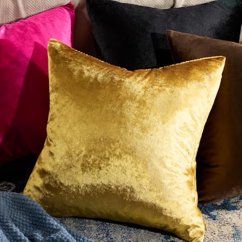 GIGIZAZA Gold Velvet Decorative Throw Pillow Covers 24x24 for Sofa Bed 2 Pack Soft Cushion Cover - color: Gold, size: 24" x 24" (Pack of 2)