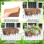 4 Pcs 30 Inch Fabric Plant Window Box Liners Rectangle Non-Woven Planter Basket Liner Insert Brown for Outdoor Garden Fence Wall Railing Hanging Flower Pot, Moisture Retention - size: 30 Inches