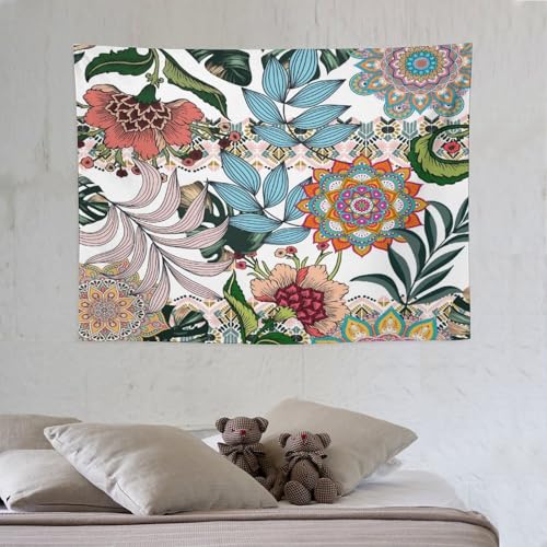 Houselerax Boho Vintage Flower Tapestry Wall hanging,Bohemian Blossom Tapestries, Multi Color Tapestry for Bedroom Home Hippie Wall Decor 40"x30" - color: Boho Floral-7, size: W40xL30in
