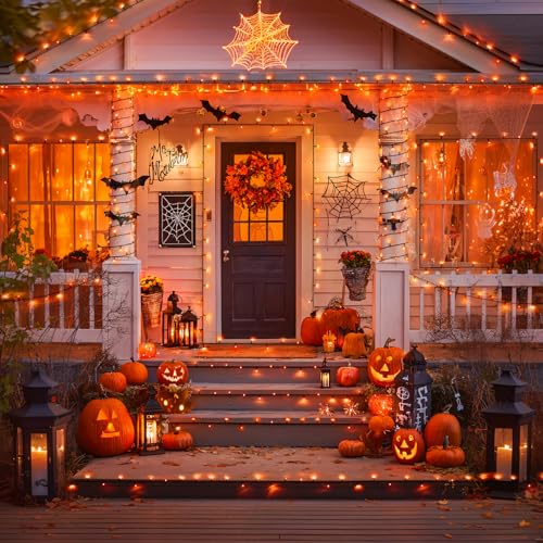 JMEXSUSS 2 Pack Solar String Lights Outdoor Waterproof, Total 66 FT 200 LED Solar Christmas Lights Outdoor, Twinkle Light for Christmas Tree Outside Garden Yard Xmas Decor, Orange - color: Orange, size: 100LED*2