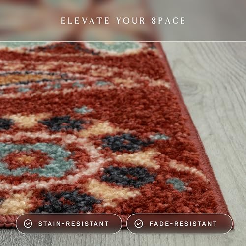 Maples Rugs Reggie Floral Kitchen Rug - Made in USA - Washable, Non Slip Indoor Carpet for Entryway, Foyer, Kitchen, and Bathroom, 1'8 x 2'10, Merlot - color: Merlot, size: 1'8" x 2'10" (Rectangular)