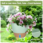 Self-Watering Hanging Planters with Water Level Window, 8/10 Inch Indoor Outdoor Hanging Plant Pots Includes Chain Hangers with Drainage Holes & Detachable Reservoir (Green, 8+10 inch) - color: Green