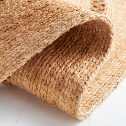 SAFAVIEH Natural Fiber Round Collection 7' Round Natural NFB254A Handmade Boho Country Charm Jute Area Rug - size: 7' (Round)