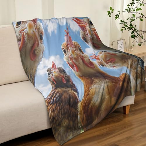 Rooster Throw Blanket Funny Farmhouse Chickens Animal Warm Roosters Decor Soft Flannel Blanket Farm Country Chicken Gifts for Kids Boys Girls Men Women 40" X 50" - color: Five Roosters, size: 40"X50"