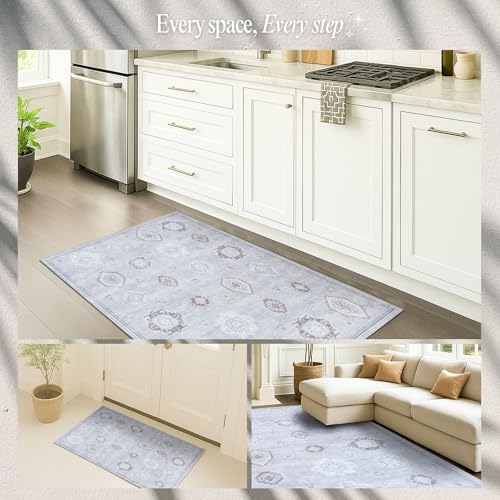 Fame Rugs Modern Oushak Rug 2'5x5, Brown Vintage Turkish Washable Foldable Oriental Antique Inspired Small Area Rugs, Luxury Living Room Bedroom (382MB, 2'5 x 5') - color: 393vg, size: 2'6" x 5' (Rectangular)