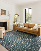 Loloi Rifle Paper Co. Eden Collection EDE-03 Lattice Indigo 2'-6" x 7'-6" Runner Rug feat. CloudPile™ - color: Lattice Indigo, size: 2'6" x 7'6" (Rectangular)