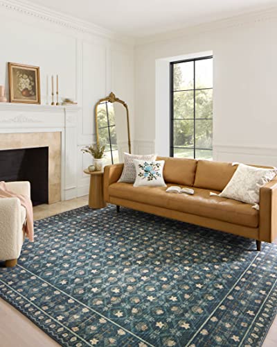 Loloi Rifle Paper Co. Eden Collection EDE-03 Lattice Indigo 2'-0" x 5'-0" Accent Rug feat. CloudPile™ - color: Lattice Indigo, size: 2' x 5' (Rectangular)