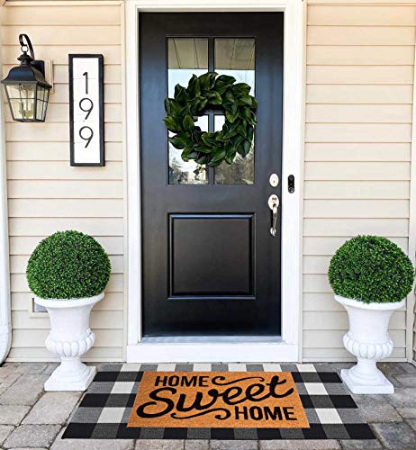 Winwinplus Buffalo Check Rug Cotton Washable Christmas Doormat Unique for Bedroom/Living Room/Kitchen, 23.6 inch x 51.1 inch, Outdoor Plaid Rug, Black and White - color: Black and White Plaid, size: 23.6'' x 51.1''