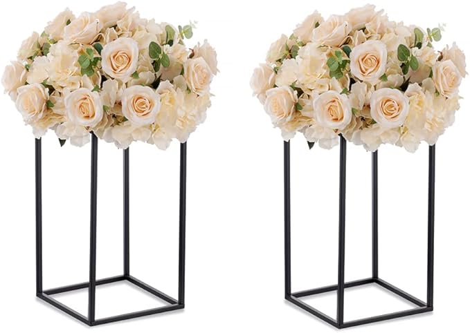 Black Plant Stand Pedestal Stand - 2 Pcs Metal Plant Stand, 15.75in Tall Flower Stand Vase Flower Holder, Wedding Centerpieces for Table, Corner Planter Pot Rack for Living Room, Home, Patio Decor