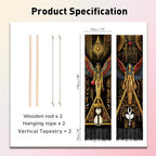 PLIGREAT 2 Pack Egyptian Tapestry with Tassels, Ancient Egypt Goddess Art Wall Hanging Vertical Narrow Egypt Civilization Home Wall Tapestry for Bedroom Living Room, 52" x 13" - color: yellow,brown