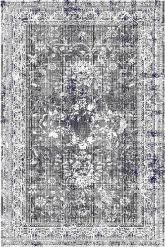 Vintage Antique Distressed Grey Area Rug for Living Room Bedroom Washable Soft Thin Rug Under Dining Coffee Table Retro Boho Office Kitchen Floor Carpet 2x6 - color: D, size: 2' x 6' (Rectangular)