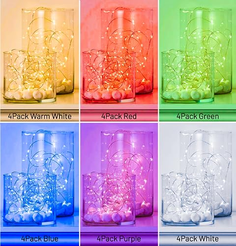 Ineximun 24 Pack LED Fairy Lights Battery Operated 7Ft 20Led Warm White Mini String Lights Waterproof Christmas Lights for Mason Jars Bedroom DIY Party Wedding Multi-Colored - color: Multicolor