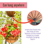 LaLaGreen Hanging Planter for Outdoor Plants (16 Inch, 2 Pack) Hanging Baskets with Coco Liner, Black Metal Wire Flower Basket Pots with Hook Hanger Balcony Porch Farmhouse Country Style Garden Decor - size: 16" x 2 Pack