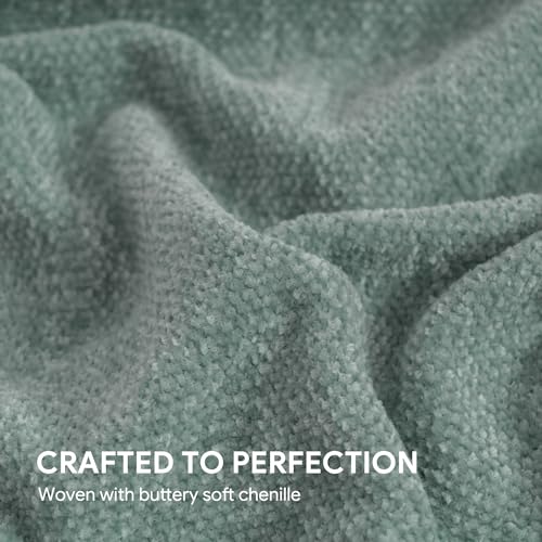 RECYCO Throw Blanket Soft Cozy Chenille Throw Blanket with Fringe Tassel for Couch Sofa Chair Bed Living Room Gift (Sage, 50'' x 60'') - color: Sage, size: 50'' X 60''