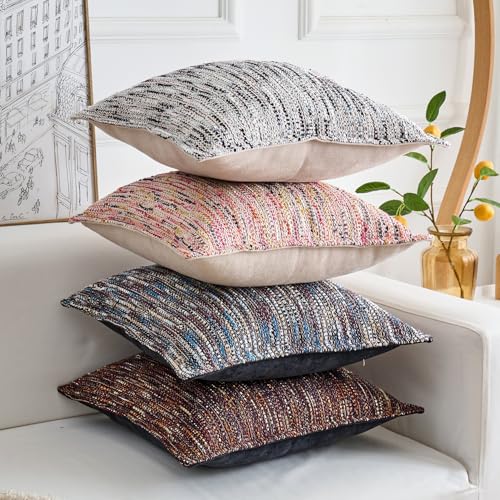 Premium Series Fringe Boho Throw Pillow Cover, Linen Woven Luxury Thick Cushion Case with Tassels for Home Décor, Lagoon, 18x18 Inch - color: Lagoon, size: 18" x 18" (Pack of 1)