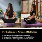 Meditation Cushion Set Zafu & Zabuton – Buckwheat Hull & Memory Foam, Adjustable Floor Pillow for Yoga, Meditation & Sitting, Removable Velvet Cover (Purple) - color: Purple